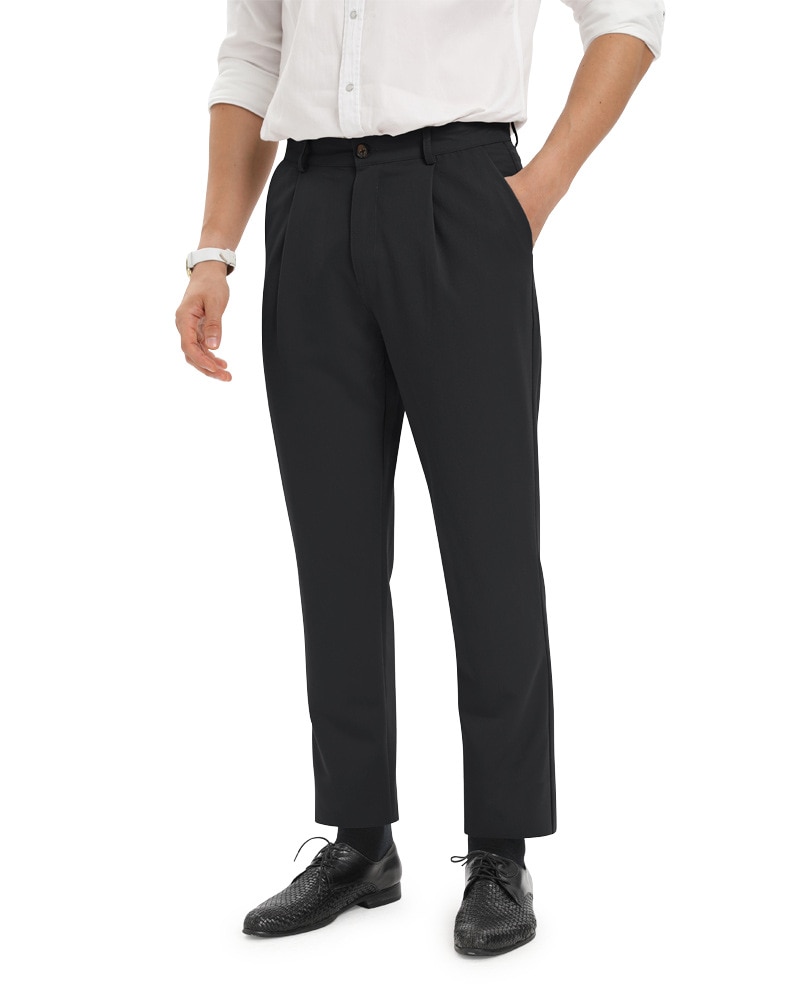 Brand Men&s Trousers Mid Waist Black White Suit Pants Men Trousers Solid Straight Loose Formal Business Casual Male